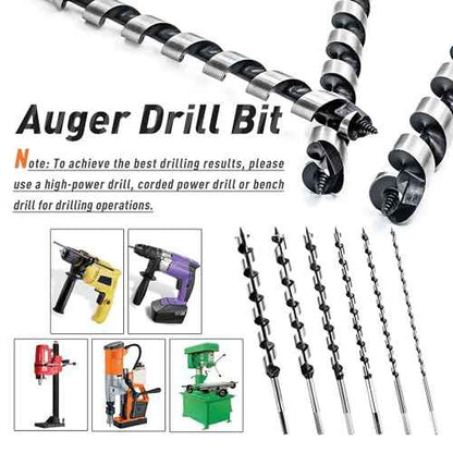 1/2 Inch x 12 Inch Long Auger Drill Bit for Wood, Hex Shank Ship Auger Drill Bit for Soft and Hard Wood, Plastic, Drywall and Composite Materials