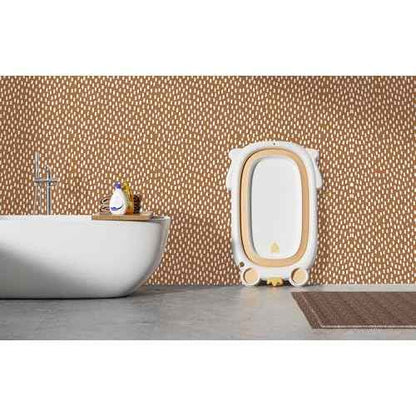 HAOKHOME Peel and Stick Wallpaper Boho Modern Dots Wall Paper Removable for Bathroom Caramel/White Contact Paper 17.3in x 9.8ft