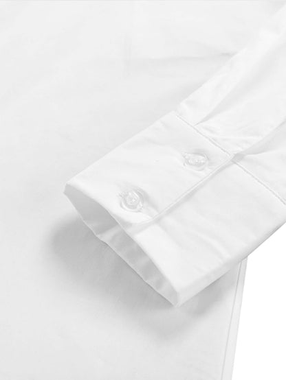 LYANER Women's Casual Shirt Dress Collar V Neck Button Down Loose Long Sleeve Mini Dresses White Small