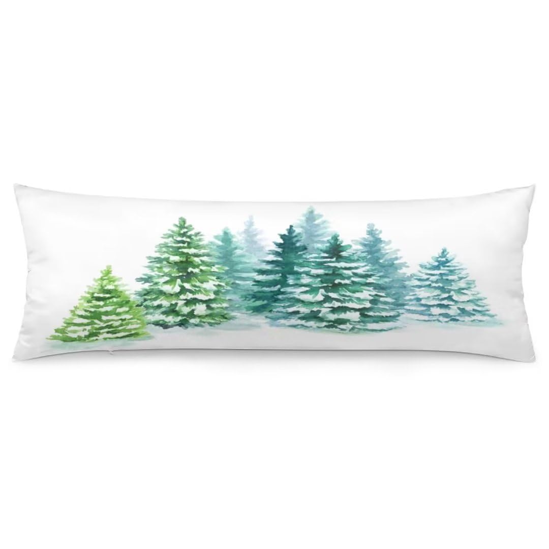 Christmas Body Pillow Cover Christmas Tree Xmas Winter Hohiday Throw Pillow Covers Long Pillow Case Protector with Zipper Decorative Rectangle Bed Pillowcases for Bedroom,Couch,Home Gifts 20"x54"