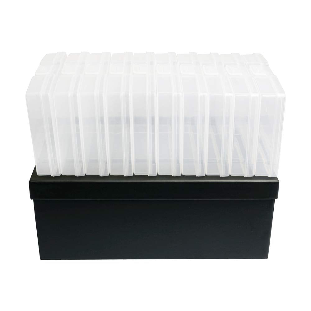 novelinks Photo Case 4" x 6" Photo Storage Box, 10 Inner Picture Storage Containers & Photo Organizer Cases, Portable Photo Craft Keeper for Photos, Crafts, Cards (Black, 2 Pack)