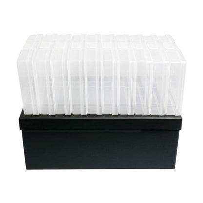 novelinks Photo Case 4" x 6" Photo Storage Box, 10 Inner Picture Storage Containers & Photo Organizer Cases, Portable Photo Craft Keeper for Photos, Crafts, Cards (Black, 2 Pack)