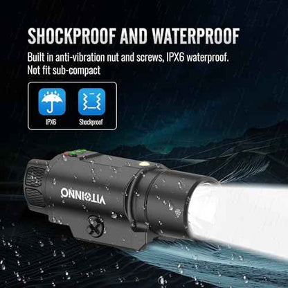 1750 Lumen Tactical Flashlight with Bottom Moonlight lamp, Rechargeable Pistol Light with Strobe/Momentary Compatible with Picatinny Rail
