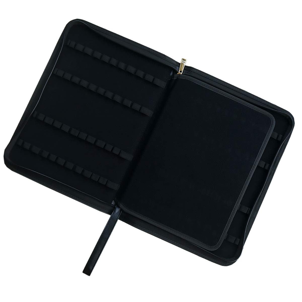 Large Capacity Fountain Pen Case PU Leather Black Color 48 Slots pen pouch bag