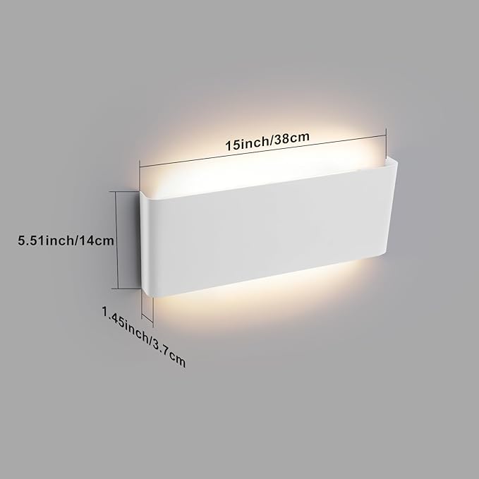 Mille Luckiole 15Inch Bathroom Vanity Mirror Light,Dimmable 3000K-6500K 5 Color Selectable Hallway LED Wall Light,Modern LED Sconce Wall for Stairwell,Bedroom,20W White 4Pack Up and Down Led Wall Lamp