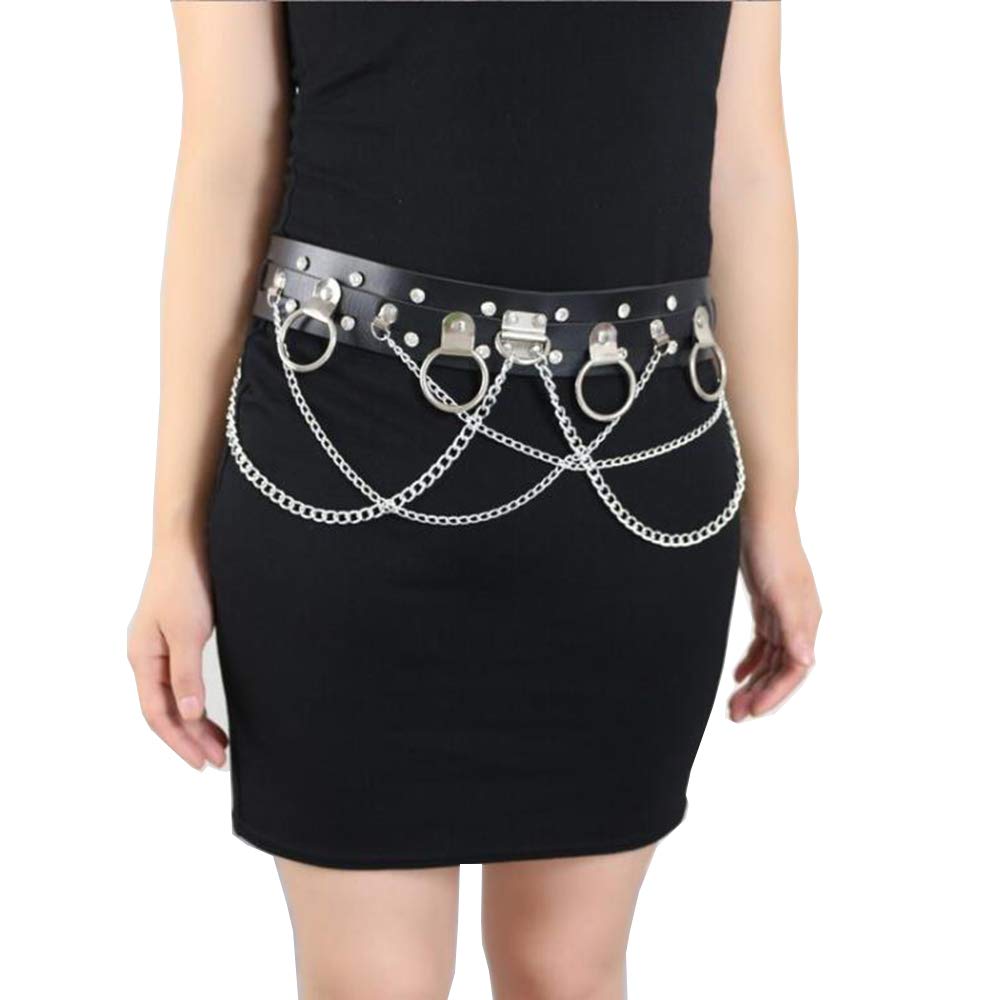 Sexy Leather Gothic Punk Waist Belt Women's Body Chain Belt Adjustable