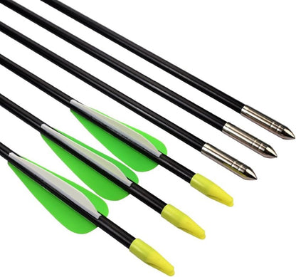 Fiberglass Practice Arrows for Archery - 24/26/28/30 Inch Target Shooting | Safe for Youth & Beginners - 6/12 Pack