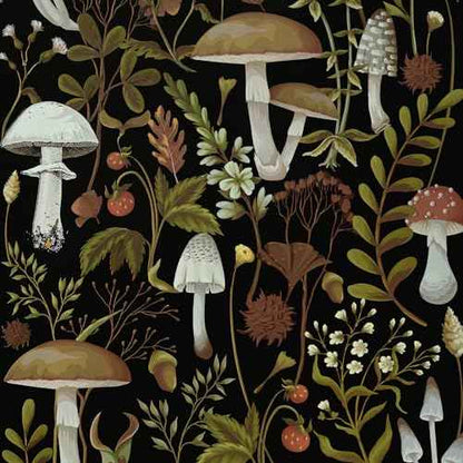 WENMER Floral Peel and Stick Boho Mushroom Wallpaper - Removable, Self-Adhesive, 17.3' x 118'
