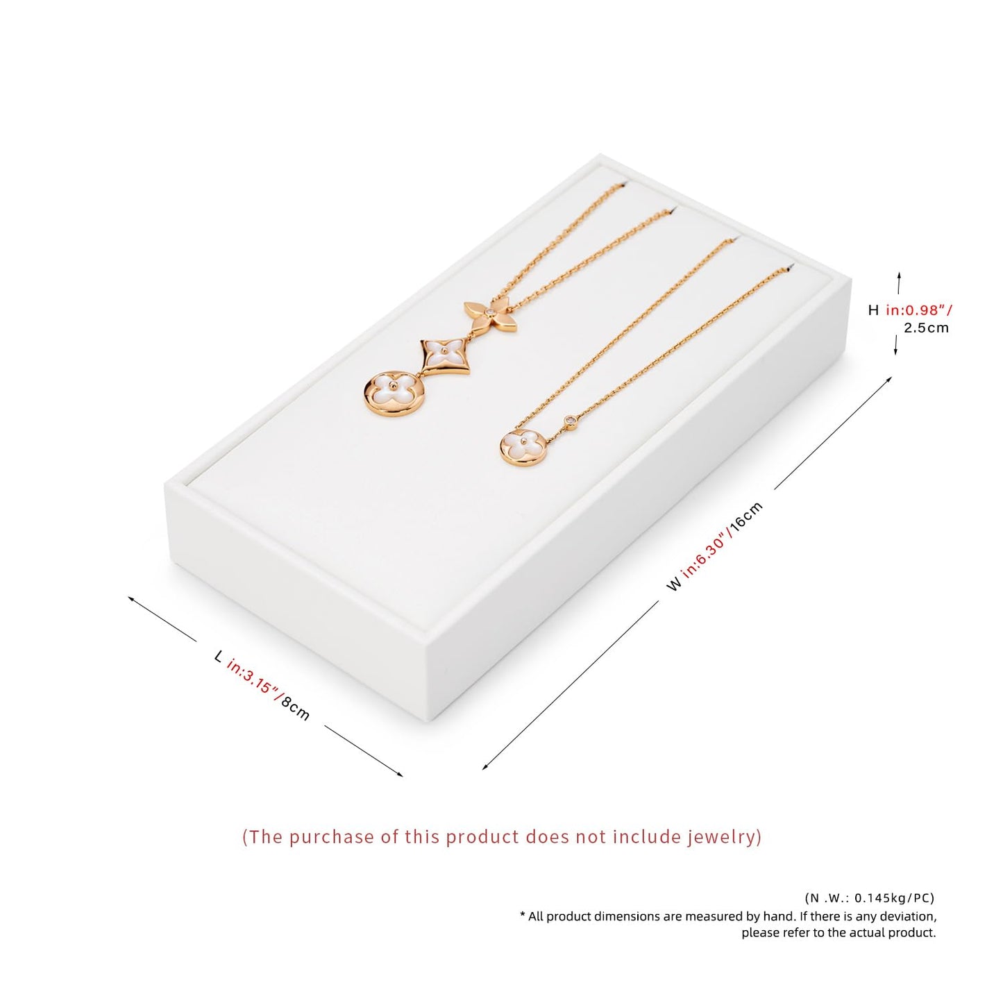 Papten 2 Slot PU Leather Necklace Jewelry Stand Pendant Drawer Jewelry Organizer Tray Bracelets Display Holder (White)