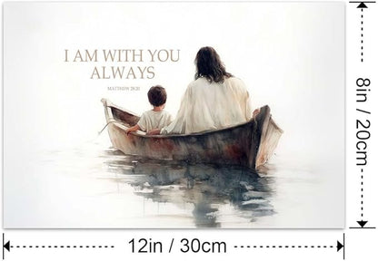 Yesad Jesus Wall Art Décor, Christian Wall Art, Jesus and Boy Canvas Wall Art Pictures Inspirational Wall Décor Motivational Poster Home Décor for Living Room Farmhouse (Unframed,12”x8”, Bible)