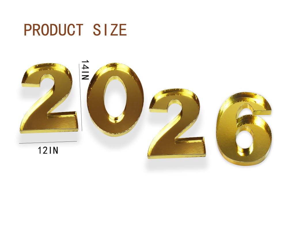 Manoczy 2026 Cardboard Number Shaped Mache Decorative Strawberries Fillable Chocolate Candy Cupcakes Box for Graduation and New Year's Parties (Gold, 14 Inch)