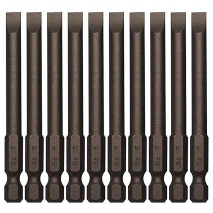 10Pcs Flat Head Screwdriver Bits 6mm / 0.24inch Magnetic Slotted Tip Screwdriver Bits 1/4inch Hex Shank 3inch Long