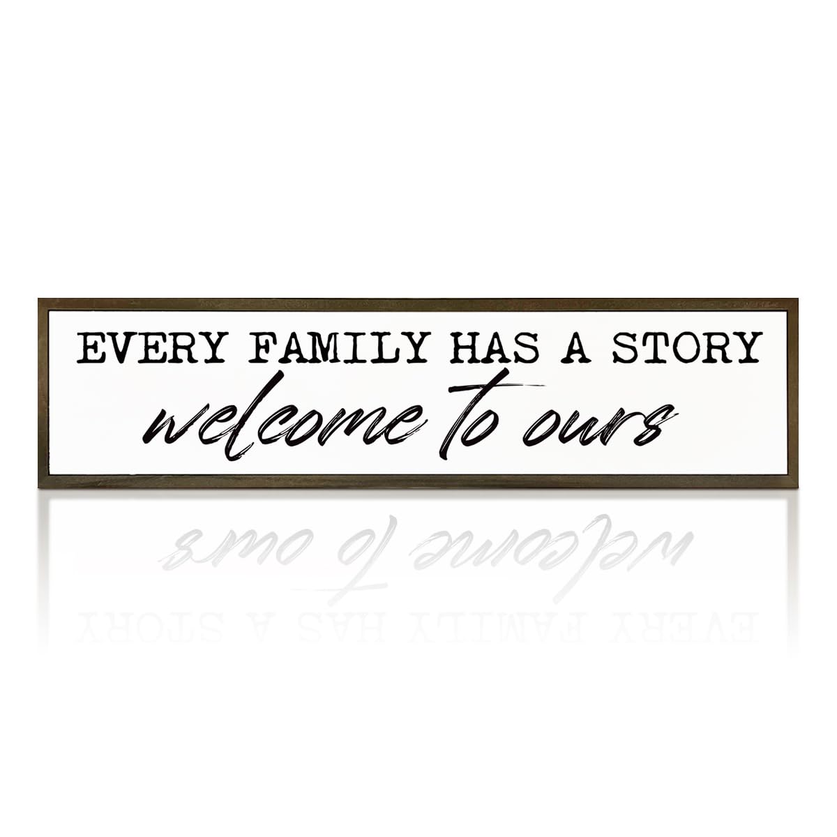 Welcome Home Decor, Every Family Has A Story Welcome to Ours Sign, Family Wood Sign, Home Decor for Front Door, Living Room Decors Above Sofa, Housewarming Gift 17.8x4x1.18 inches