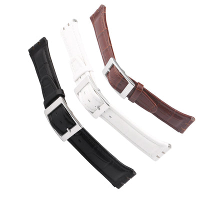 unilabo Leather Watch Band Compatible for Swatch 17mm 19mm (not for skin series) Strap Replacement for men and women wirst watchband, 19mm Black