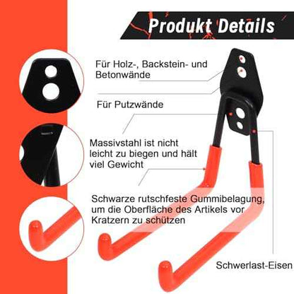 15 Pack Garage Hooks Heavy Duty,Garage Hangers Storage System Hooks for Shed Yard Tools Ladders Bikes Hose Hanging Wall Mount with Anti-Slip Coating