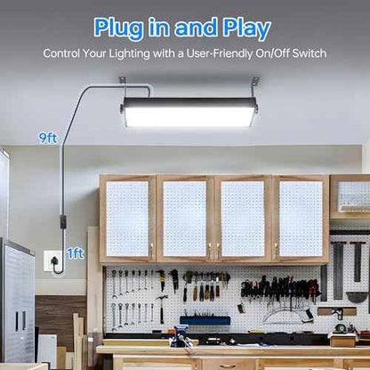 150W LED Shop Light, 18000LM 6000K Daylight White Super Brighter, IP66 Waterproof Garage Light with 10 FT Cord & On/Off Switch, Bay Lighting for Workshop Yard Garage Warehouse, 2 Pack