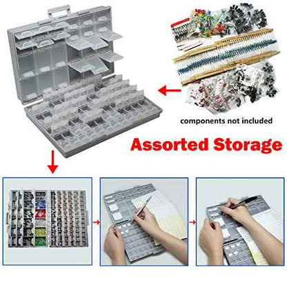 AideTek BOXALL96 96 Lids Enclosure SMD SMT Parts Organizer Surface Mount Box Labels
