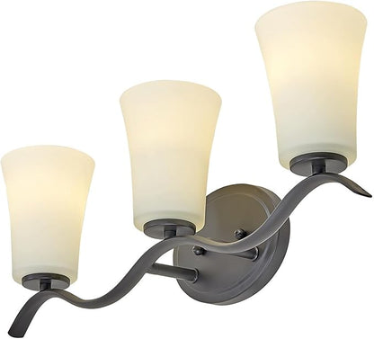 3 Light Bathroom Vanity Light Fixture, Oil Rubbed Bronze Vanity Light Fixtures with Milky White Glass Shade, Modern Bathroom Wall Sconces Lights Over Mirror