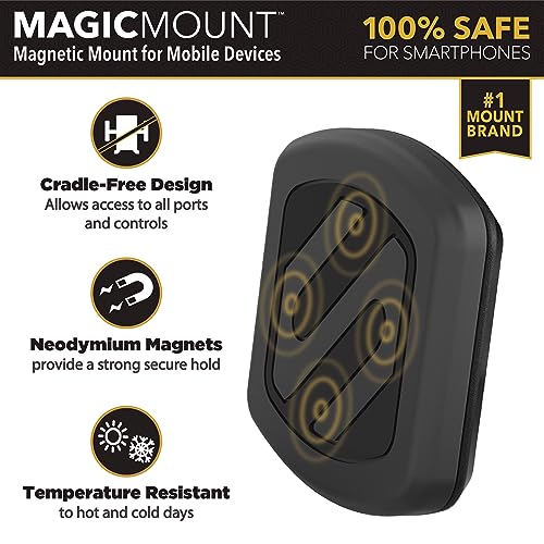 Scosche MAGWDM MagicMount Magnetic Car Phone Holder - Strong Magnet Mount for iPhone and Android - Secure Magnetic Cell Phone Mount for Window/Dash - Universal 360° Adjustable Mobile Cellphone Holder