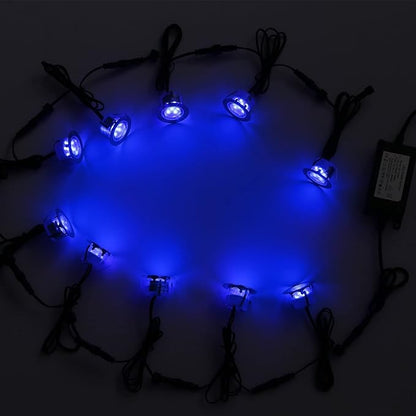 Low Voltage LED Deck Lighting Kit Stainless Steel 1W Waterproof Outdoor Yard Garden Decoration Lamps Landscape Pathway Patio Step Stairs LED In-ground Lights Silver Border(10pcs,Blue)