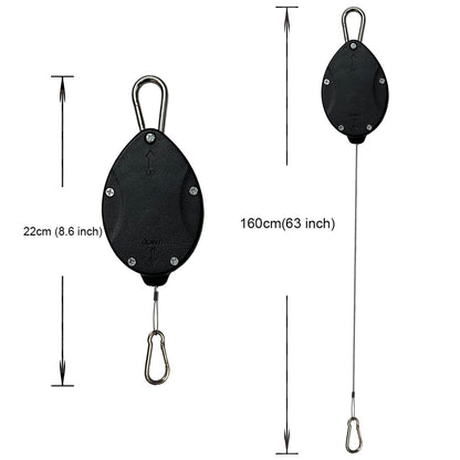 Lythor Retractable Plant Hanger, Set of 2 Plant Hook Pulley with Stainless Steel Rope Reaching to a Length of 63 Inches and Carrying 44 Pounds, Easy for Hanging, Plant Watering or Bird Feeding