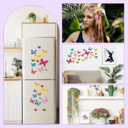 Butterfly Wall Decor, 24 PCS 3D Butterflies Stickers£¬Art Decor Wall Stickers for Party Decorations, Babys Bedroom