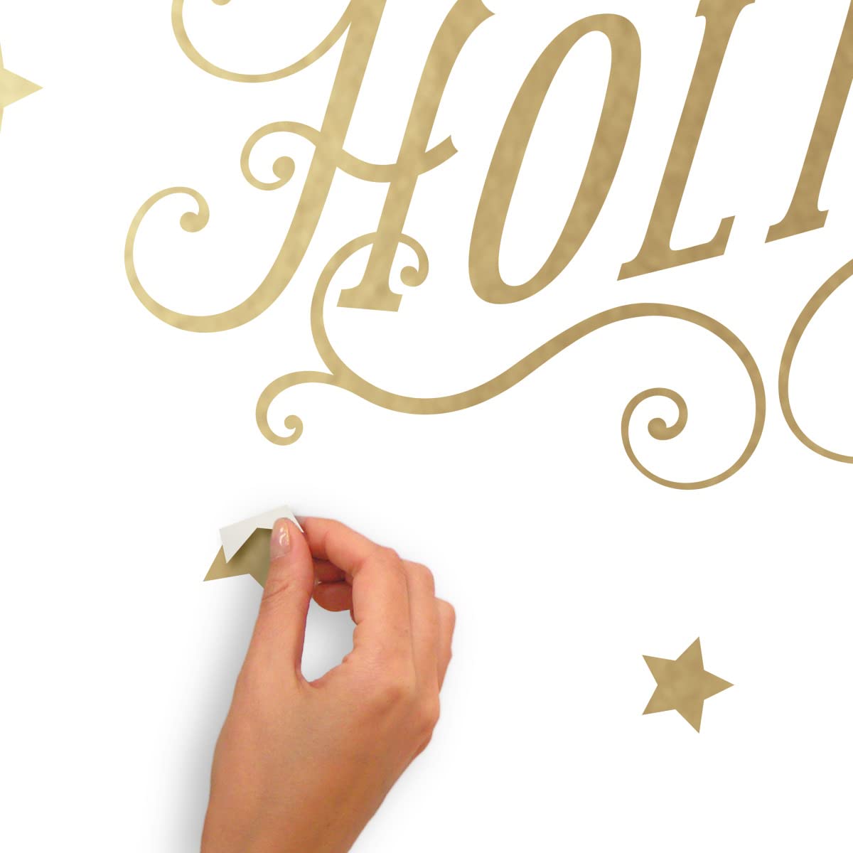 RoomMates RMK5180SCS Happy Holidays Peel and Stick Wall Decals with Metallic Ink