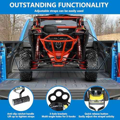 Retractable Ratchet Straps Compatible with 2015-2025 Ford F150 2Pcs Retractable Tie Down Straps Replacement for 2015-2025 Ford F-150 Accessories (Black)
