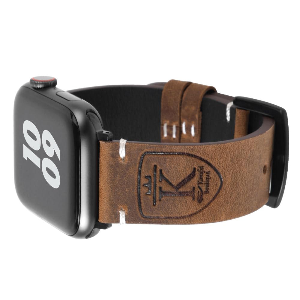 KONAFEI Band Compatible with Apple Watch Ultra 2/1 49mm 46mm 45mm 44mm 42mm 41mm 40mm 38mm Series 10/9/8/SE/7/6/5/4/3/2, Vintage Leather iWatch Strap for Men Women (38/40/41mm, Classic Crazy-Horse Leather-Yellow Brown)