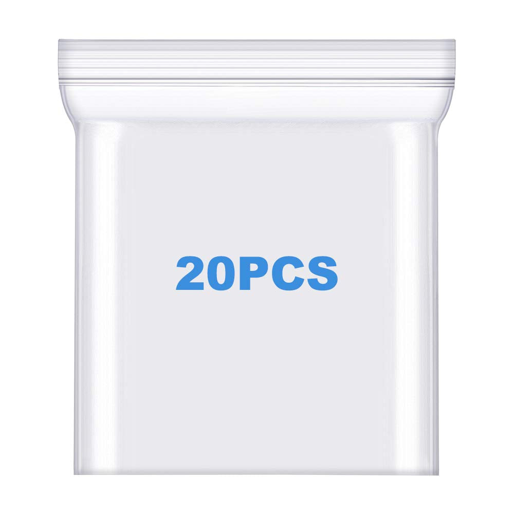 LISM 14" x 17" Large Gallon Thick 4 Mil Clear Zip Storage Bags, Heavy-Duty Plastic Reclosable Zip Seal Poly Lock Bags, 20 Pack