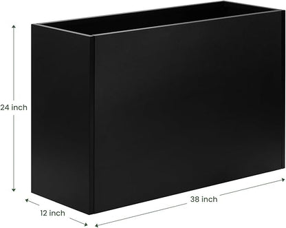Heavy-Duty Steel Planter Box 38”x12”x24”, Rust-Resistant Large Outdoor & Indoor Plant Container, Metal Garden Box with Drainage Holes & Reinforced Edges