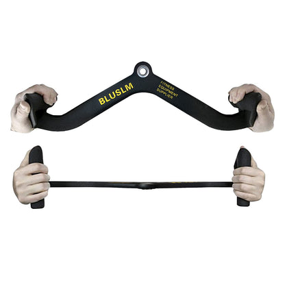 BLUSLM LAT Pull Down Bar for Cable Machine, LAT Pulldown Attachments T-bar V-bar Cable Attachment for Gym, Back Tricep Strength Training Handle