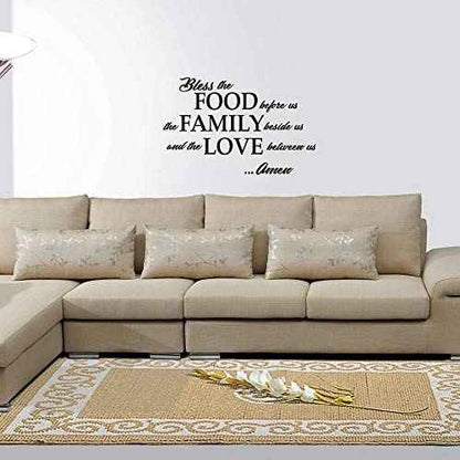 Bless The Food Before us, The Family Beside us, and The Love Between us Amen - Wall Decal Quotes Prayer Dining Room Kitchen Home D?cor Bible Verse Motto Words Art Letters Pure Black Vinyl
