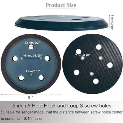 5-Inch 5 Hole Replacement Sander Pad for Porter Cable 333 333VS Random Orbit Sanders -2 Pack 5¡± Hook and Loop Sanding Pad for Woodworking and DIY Projects