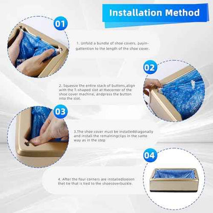 Automatic Shoe Cover Dispenser, Waterproof and Non-slip, 200 Disposable Shoe Covers for Men's Shoes up to Size 12, Great for Home, Office, Factory and Indoor Use (Gold)