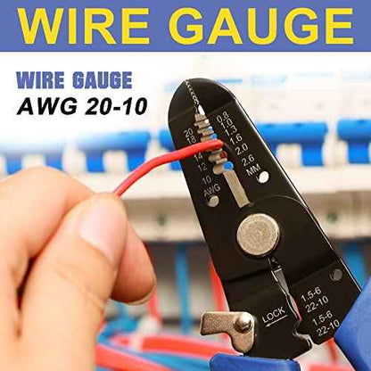 haisstronica Wire Stripper Tool, AWG 20-10 wire stripper crimper, Universal Wire Stripper and Multifunctional Hand Tool