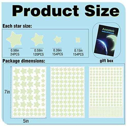 aooyaoo Glow in The Dark Stars Wall Stickers, Glowing Stars for Ceiling and Wall Decals, Perfect for Ceiling, Wall, Room or Party Birthday Gift (452Pcs, Blue)