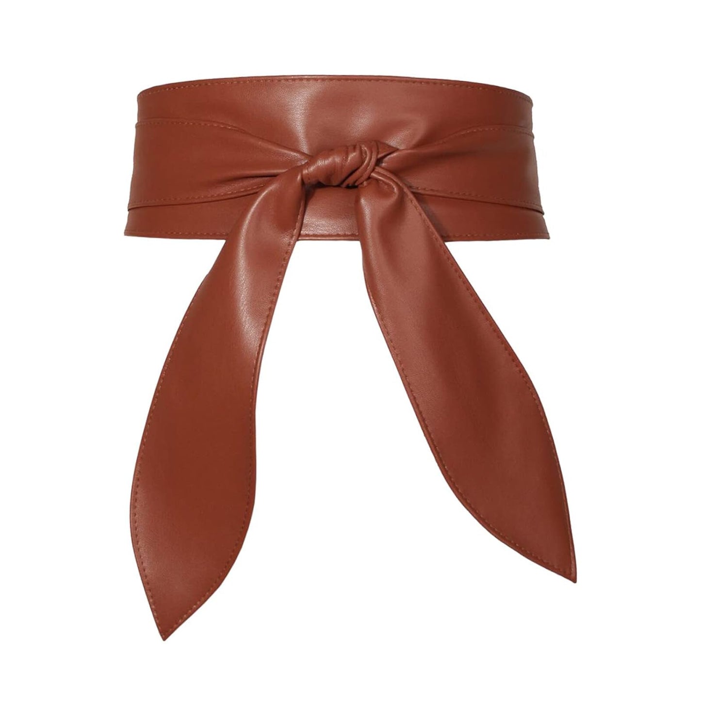 ChinEluviis Womens Obi Belt Fashion Corset Wide Leather Knotted Cinch Tie Wide Belt for Evening Dress Brown L
