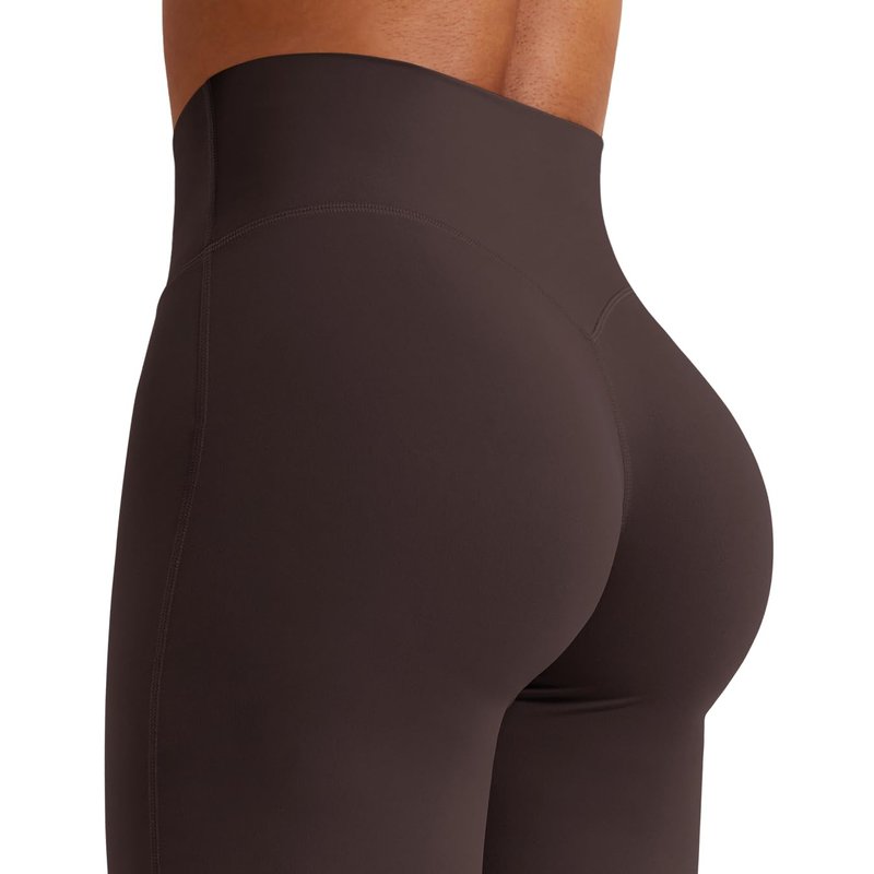 YEOREO Workout Leggings Womens No Front Seam Straight Leggings 29" High Waist Buttery Eddiy Gym Yoga Pants Dark Brown L