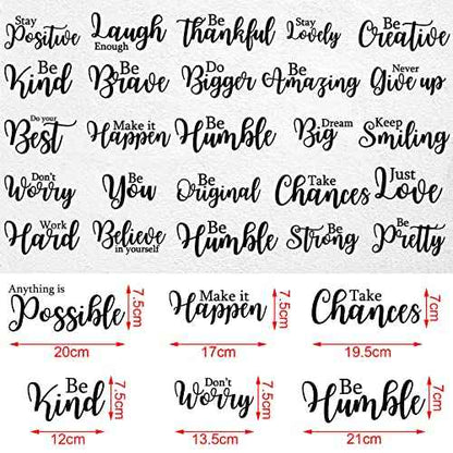 Leinuosen 25 Pcs Inspirational Wall Decal Motivational Quote Peel and Stick Vinyl Wall Quotes Stickers Removable Positive Saying for DIY Bedroom Living Room Office Art Decor