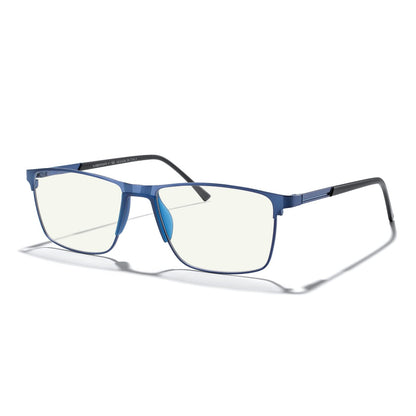 MERRY'S Fashion Blue Light Blocking Glasses - Reading Glasses Metal Frame Spring Hinge Readers for Men Eyeglasses (Blue-52MM, 2.50)