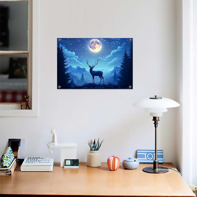 Yesad Deer Wall Art, Christmas Canvas Wall Art, Animal Picture Artwork Aesthetic Poster Prints Wall Décor for Farmhouse Living Room, Bedroom, Office (Unframed,30”x20”,Deer4)