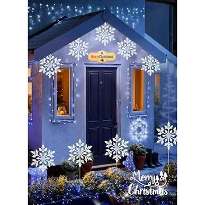 Brightown Snowflake Lights Outdoor, 10 Large Snowflake Christmas Pathway Lights, Christmas Decorations Outside Yard Sidewalk Walkway Driveway Marker Stake, White