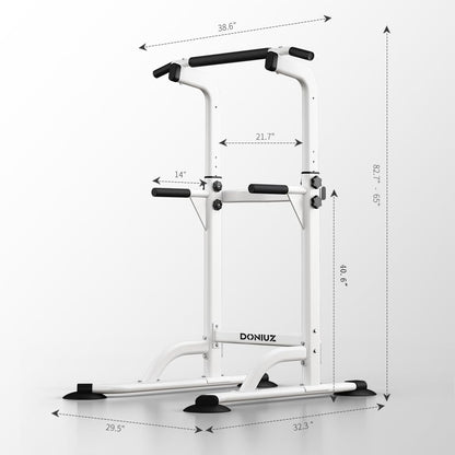 DONIUZ Power Tower Pull Up Bar and Dip Station, Multi-Function Home Gym, Strength Training Fitness Equipment, Height Adjustable(WHITE)