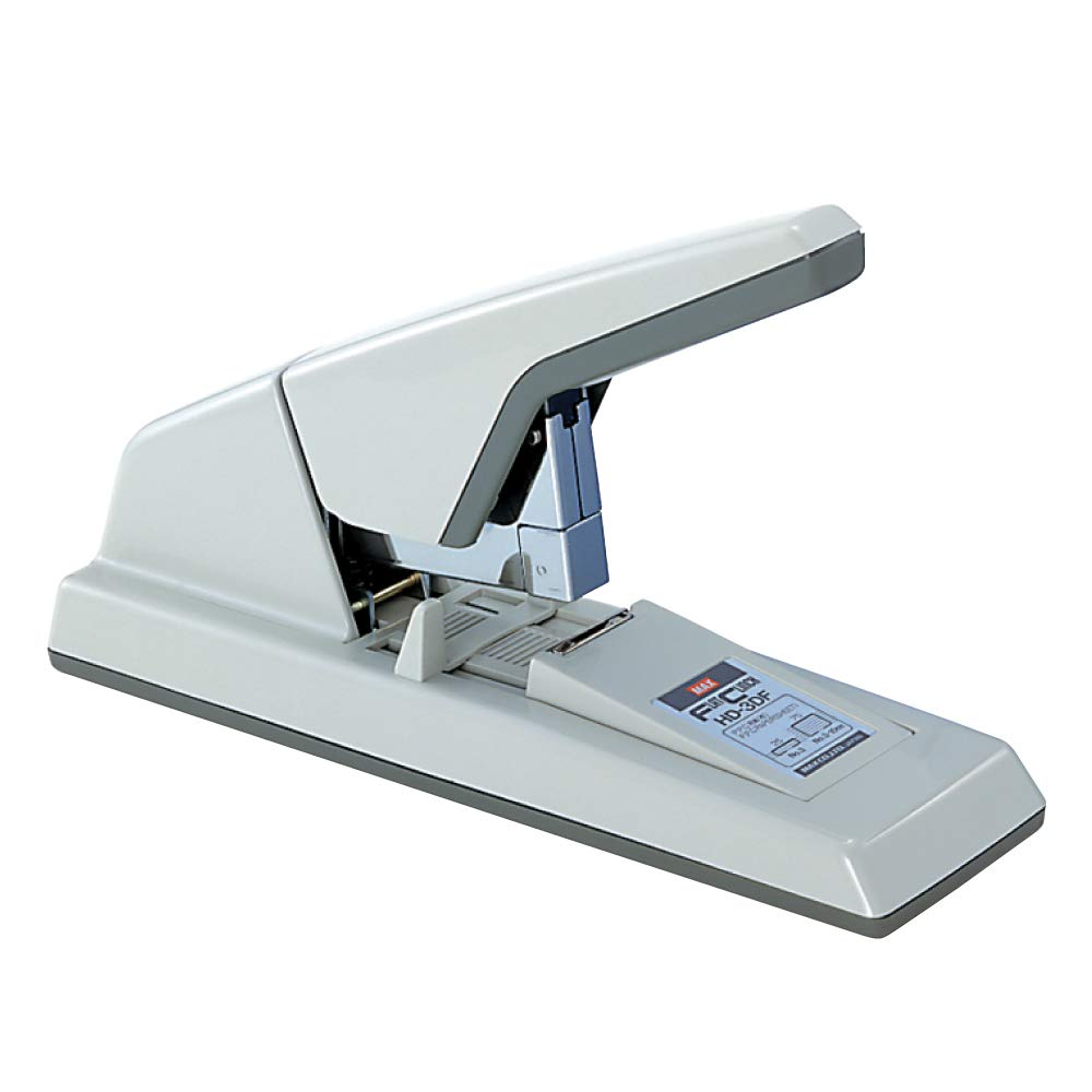 Max HD-3DF Medium-Capacity Flat-Clinch Heavy-Duty Stapler, 75 Sheet Cap, Gray