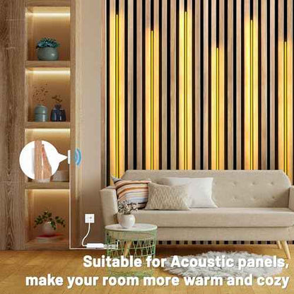 Lichaser 9.84ft COB LED Strip Light, 6 Rolls of 3000K Flexible COB LED for Acoustic Panel and Wood Slat Wall Panels Parallel with Dimmable Touch Sensor Switch, Cuttable for Wood Slat Lighting, Shelf
