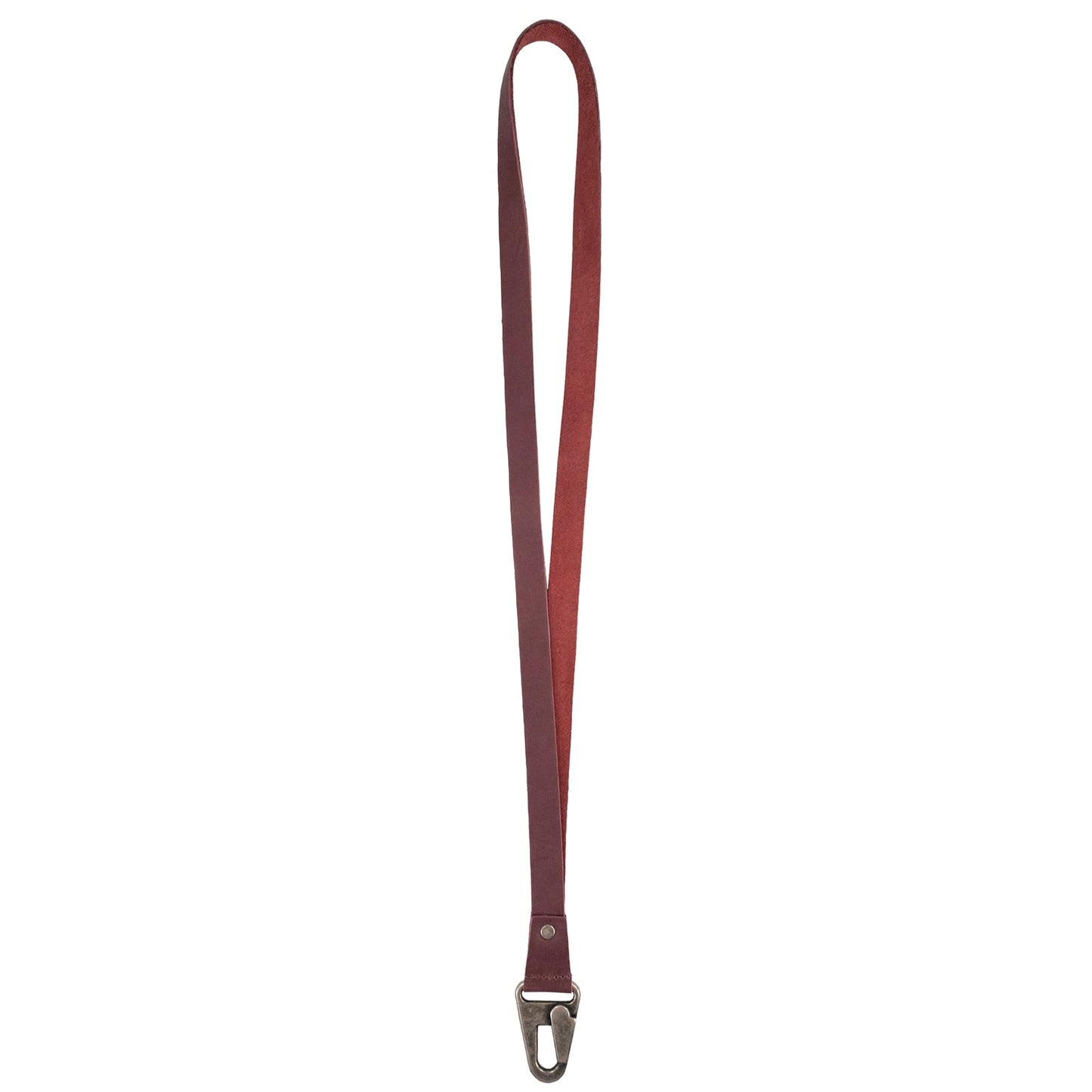 Hide & Drink, Lanyard Keychain for Men and Women, Neck Strap with Hook, ID Holder, Clip to Attach to House, Apartment, Car Keys, Full Grain Leather, Handmade, Sangria