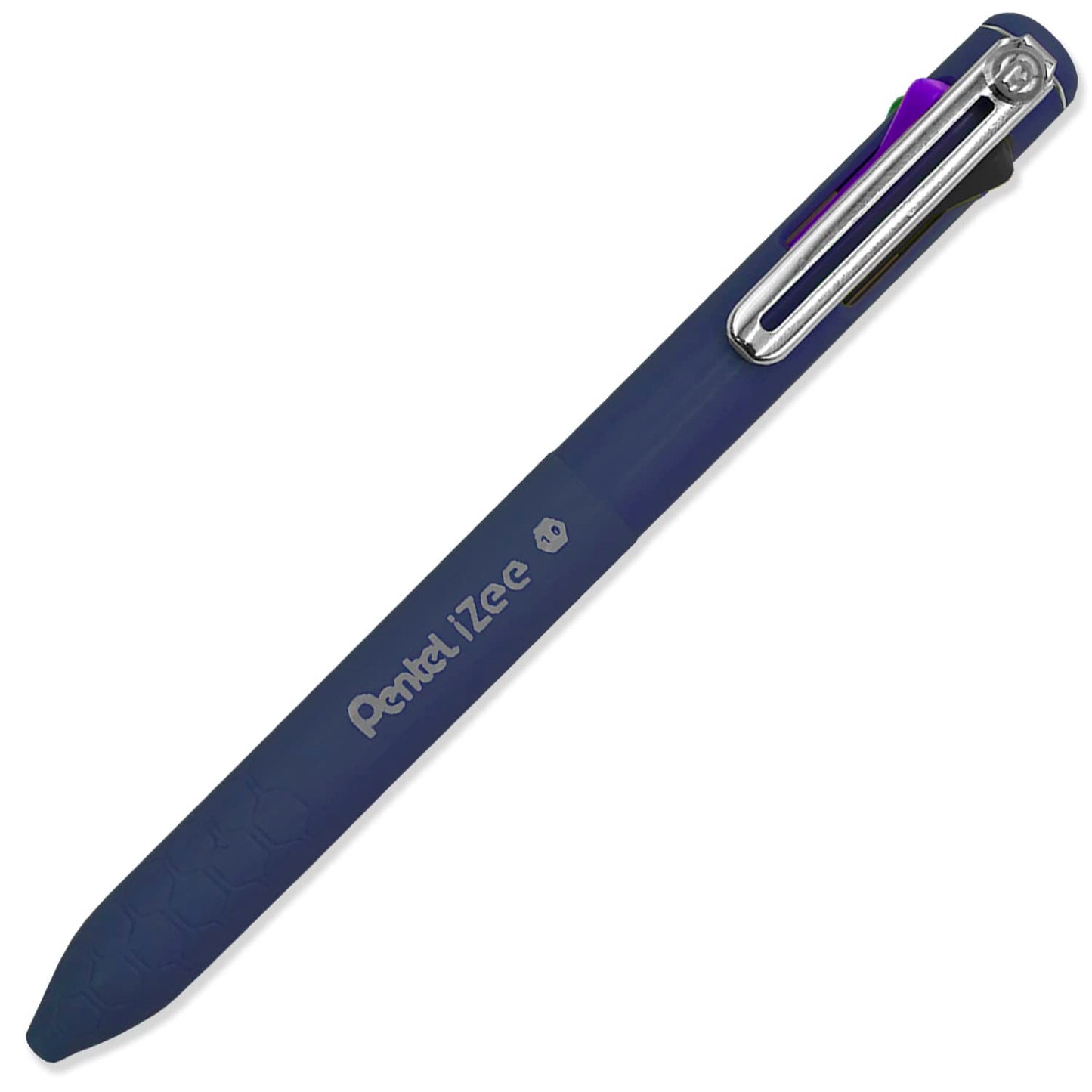 Pentel iZee 4 Colour Ballpoint Pen - Deep Blue, Deep Violet & Sky Blue Barrels - Multi Ink - Pack of 3