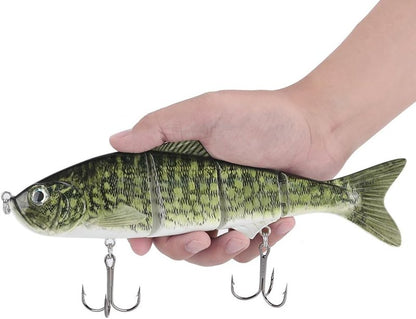 10-Inch Multi-Jointed Swimbait Fishing Lures - 4-Segment Giant Sinking Bass Crankbaits with Treble Hook