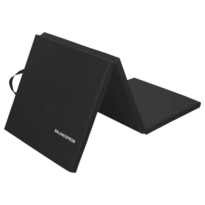 BalanceFrom Folding Gymnastics Mat, Thick Home Gym Floor Yoga Equipment, Black